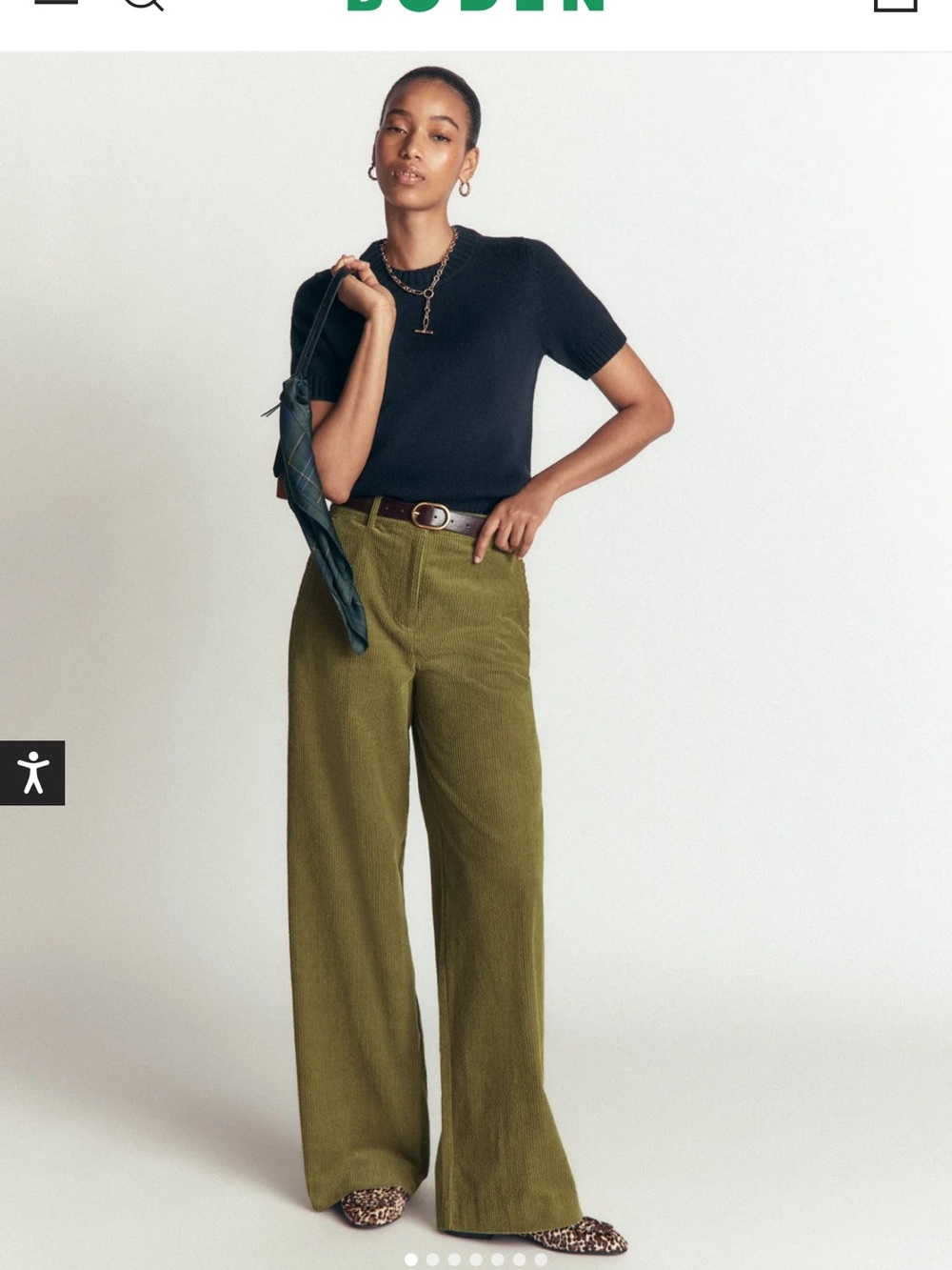 Boden navy blue Wide-Leg Corduroy Trousers